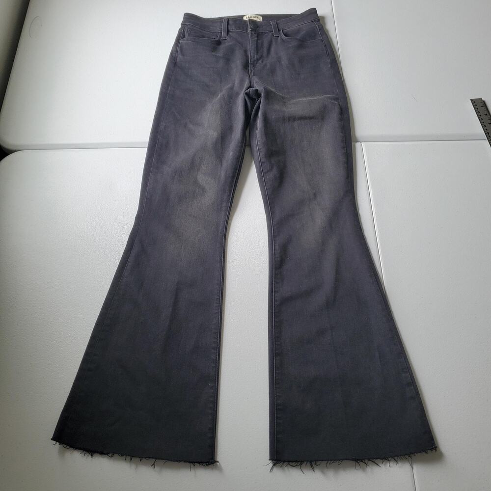 L'Agence Sera Jeans Womens 25 Graphite High Rise Flare Raw Hem USA 28078PSR